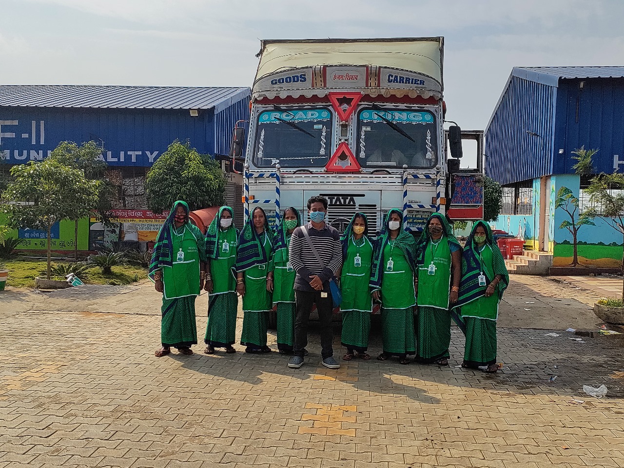 Waste loaded truck